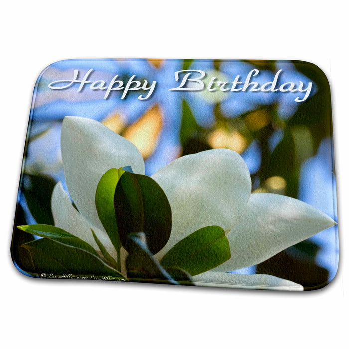 Dish Drying Mat - Happy Birthday - Magnolia Blossom Photography Photo Messages