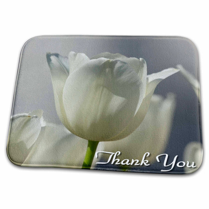 Dish Drying Mat - Thank You - White Tulips Photography Photo Messages