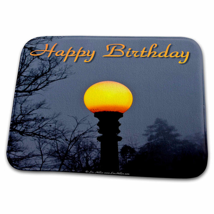 Dish Drying Mat - Happy Birthday - Gothic Street Lamp Photography Photo Messages