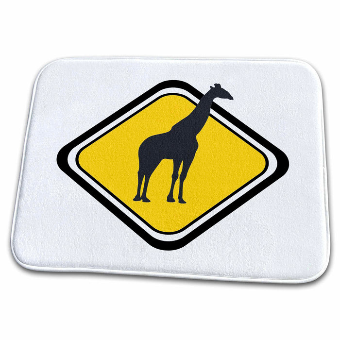 Dish Drying Mat - Caution Giraffe Crossing Animals