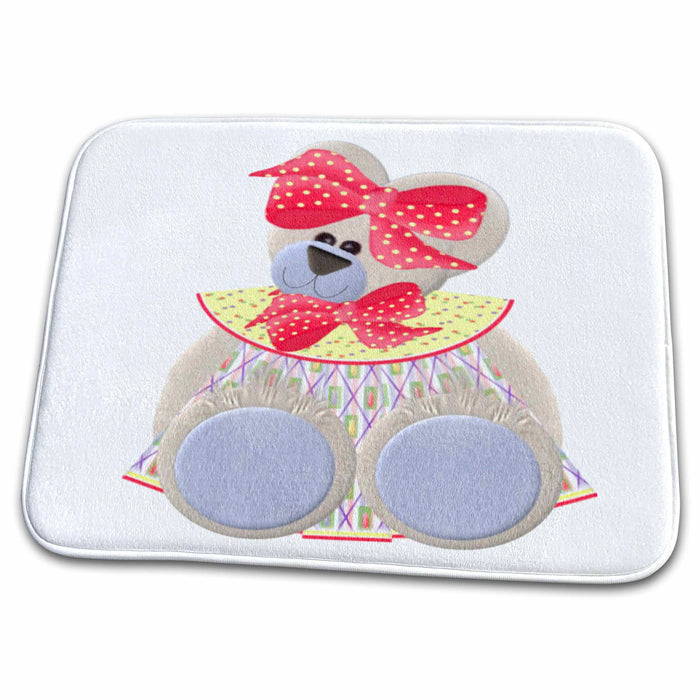 Dish Drying Mat - Rachel Bear with Polka Dot Bow Animals