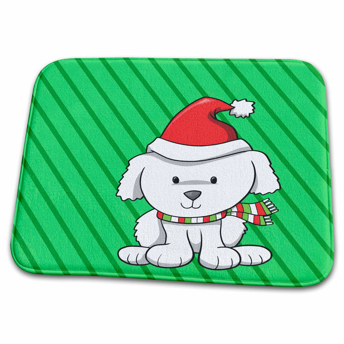 Dish Drying Mat - Santa Puppy Christmas