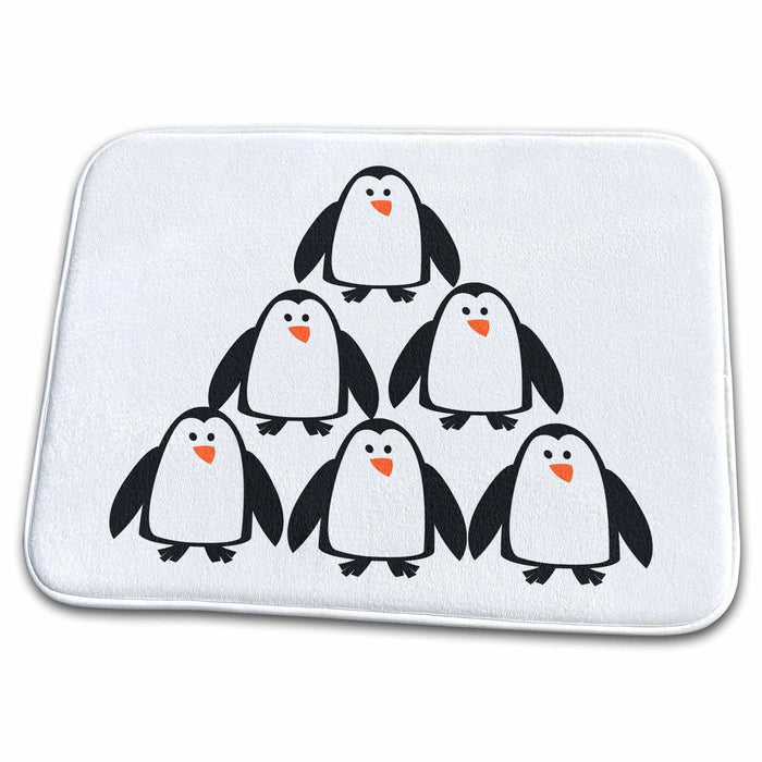 Dish Drying Mat - Six Stacked Penguins Animals