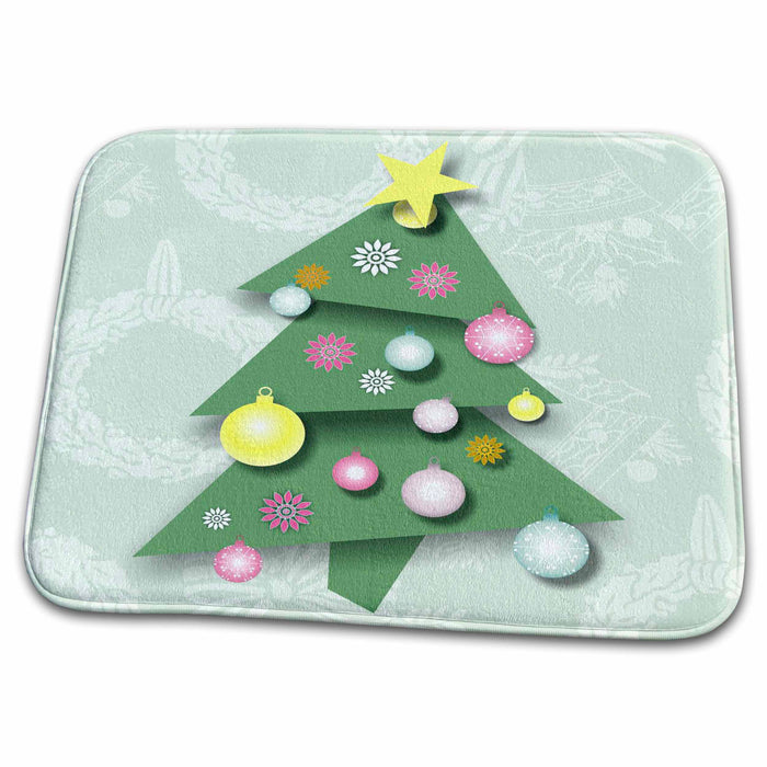 Dish Drying Mat - Tilted Christmas Tree Christmas