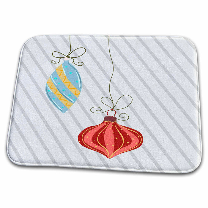 Dish Drying Mat - Two Dangling Ornaments Christmas