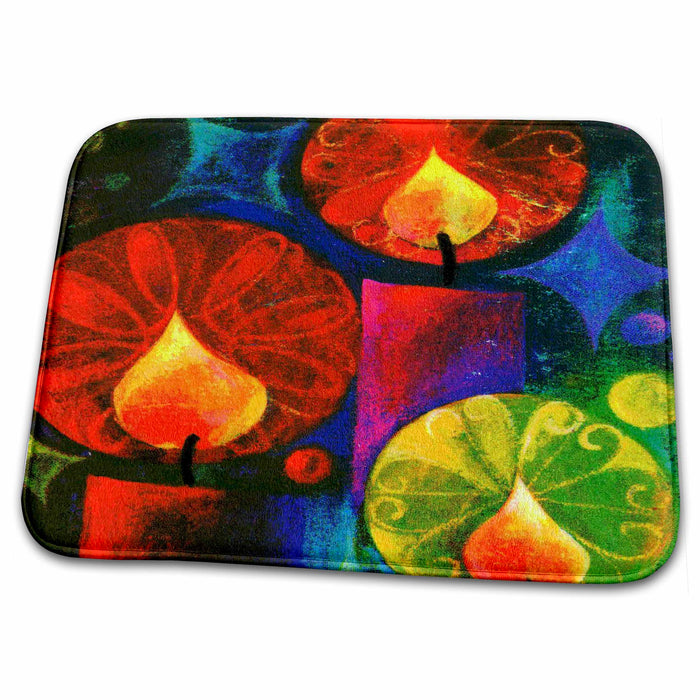 Dish Drying Mat - Bright Christmas Candles TNMPastPerfect Christmas