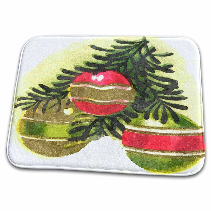 Dish Drying Mat - Watercolor Christmas Ornaments TNMPastPerfect Christmas