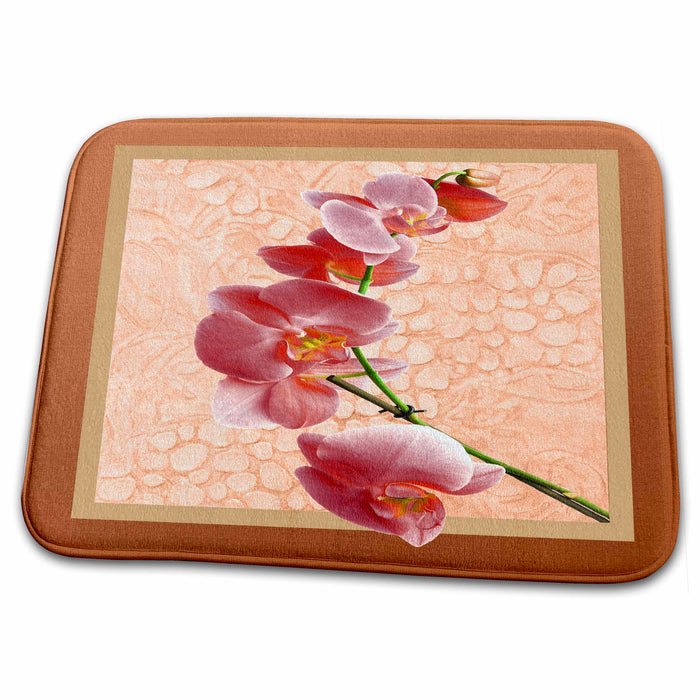 Dish Drying Mat - Peach Orchid Flora Design