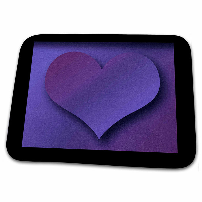 Dish Drying Mat - Heart in Purple with Black Frame Heart Design