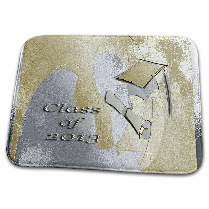 Dish Drying Mat - Class of 2013 Cap and Diploma, Gold Abstract Graduation Design