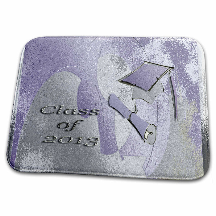 Dish Drying Mat - Class of 2013 Cap and Diploma, Pale Purple Abstract Graduation Design