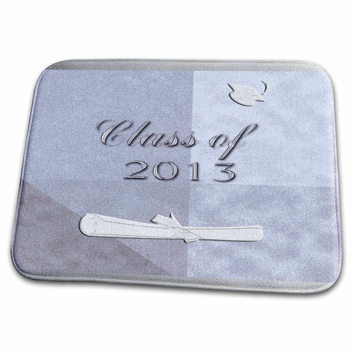 Dish Drying Mat - Class of 2013, Diplomas with Cap in the Air, Pastel Purple Graduation Design