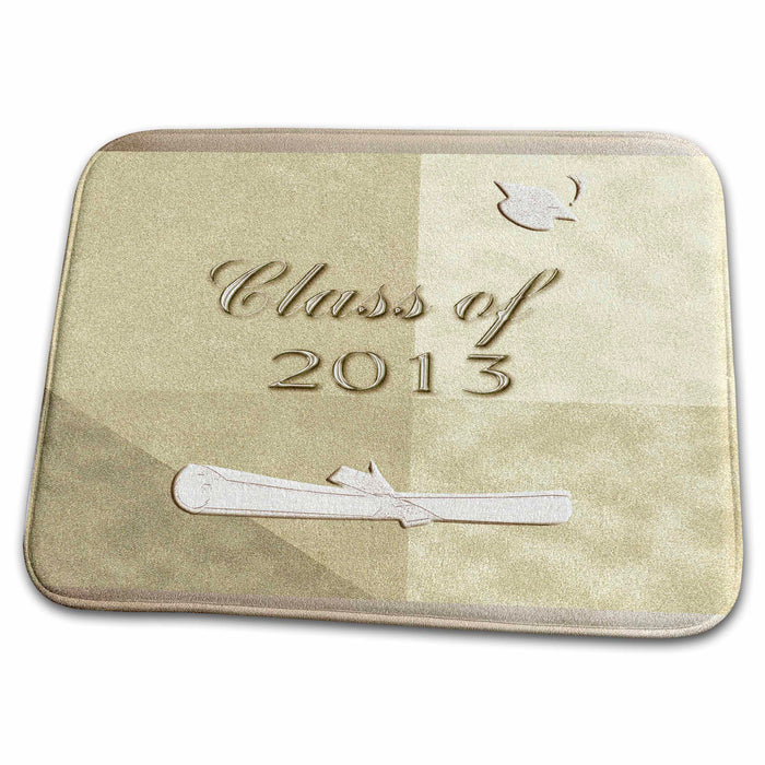 Dish Drying Mat - Class of 2013, Diplomas with Cap in the Air, Pastel Sepia Graduation Design