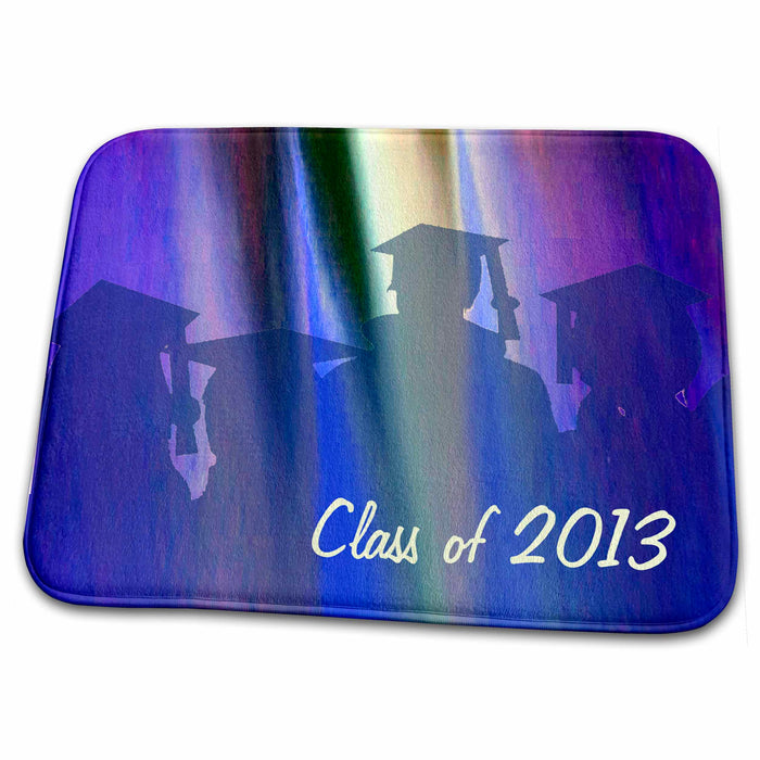 Dish Drying Mat - Graduates in Colorful Light, Class of 2013, Blue and Purple Graduation Design