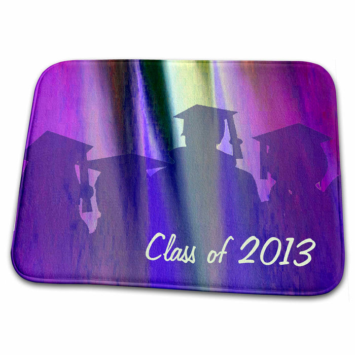 Dish Drying Mat - Graduates in Colorful Light, Class of 2013, Pink and Purple Graduation Design