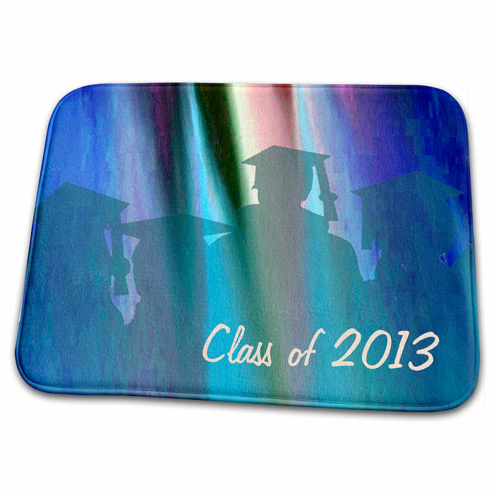 Dish Drying Mat - Graduates in Colorful Light, Class of 2013, Blue and Green Graduation Design