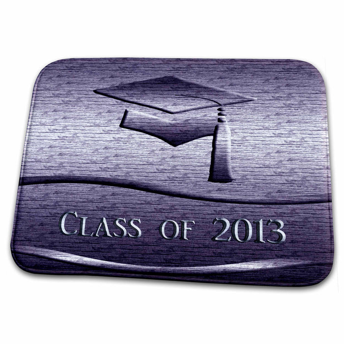 Dish Drying Mat - Cap with Tassel, Class of 2013, Purple Graduation Design