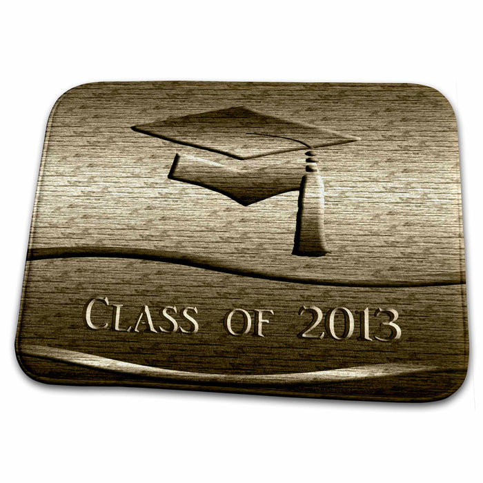 Dish Drying Mat - Cap with Tassel, Class of 2013, Gold Sepia Graduation Design