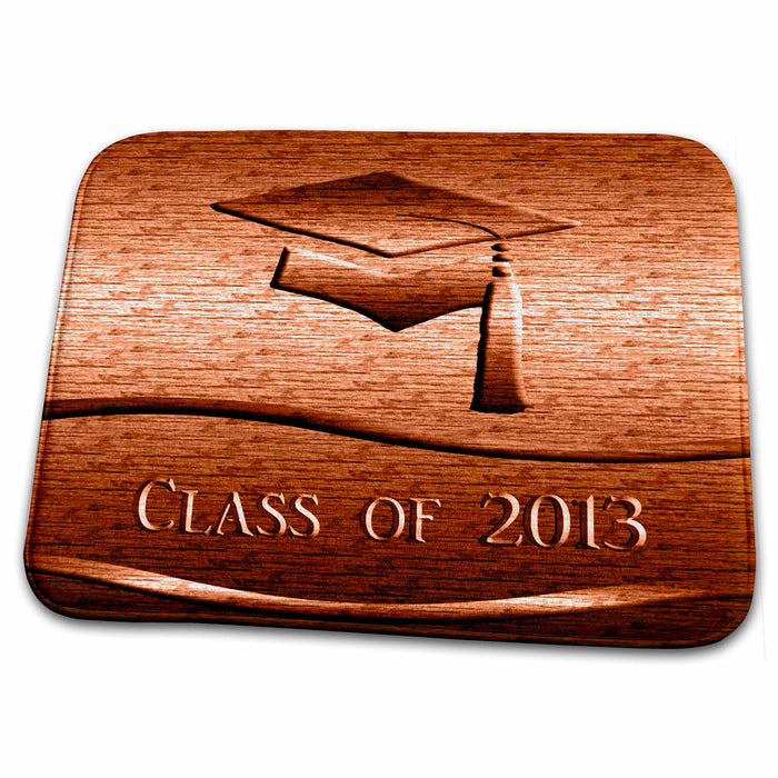 Dish Drying Mat - Cap with Tassel, Class of 2013, Orange Graduation Design