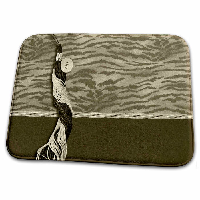 Dish Drying Mat - Tiger Print with Tasel, Class of 2013, Gold Sepia with Gold Trim Graduation Design