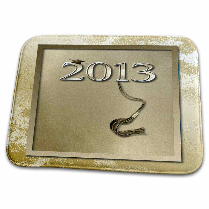 Dish Drying Mat - Cap on 2013 with Tassel, Gold Graduation Design