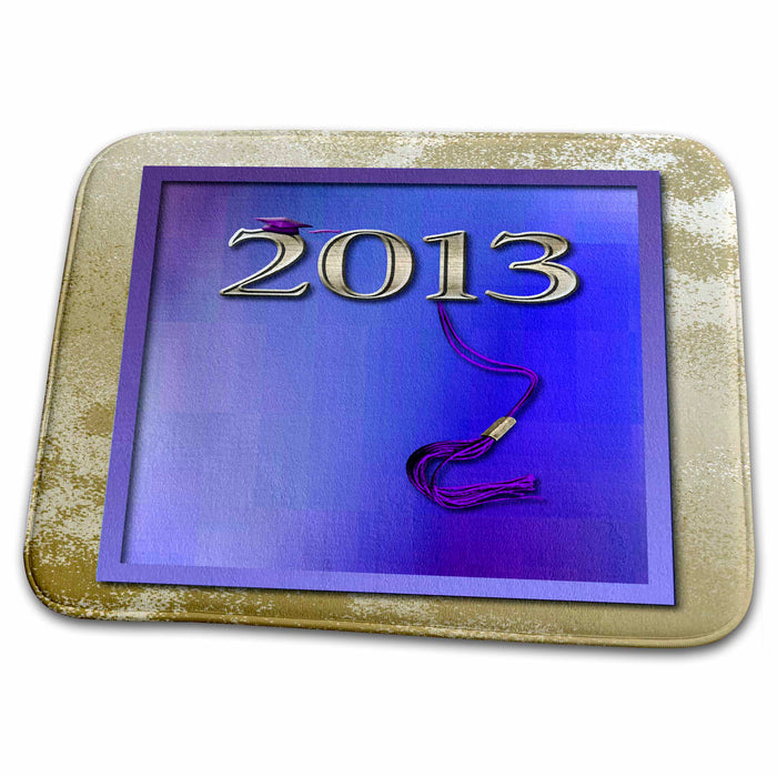 Dish Drying Mat - Cap on 2013 with Tassel, Purple Graduation Design