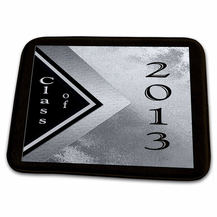 Dish Drying Mat - School Banner Design, Class of 2013, Silver and Black Graduation Design