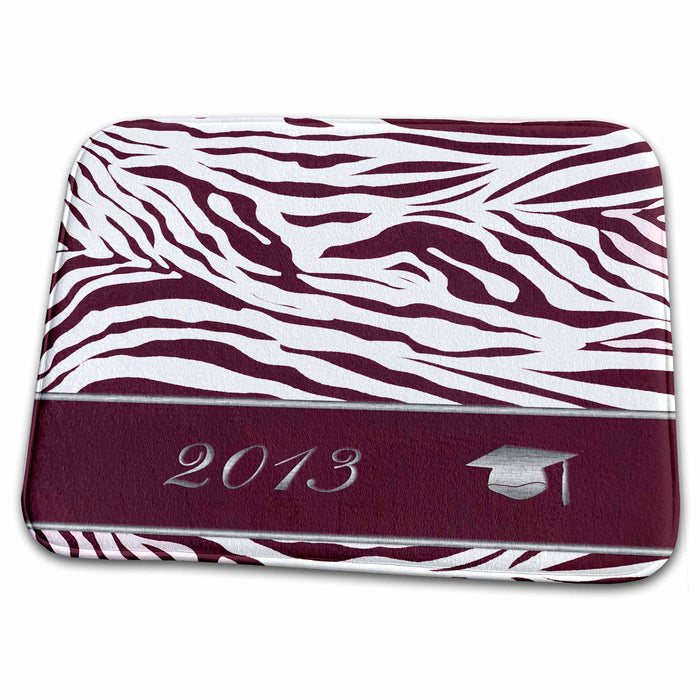 Dish Drying Mat - Red Zebra Print with Graduation Cap, 2013 Graduation Design