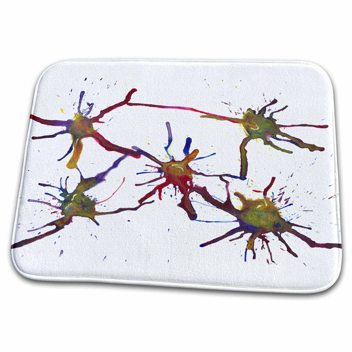 Dish Drying Mat - Colorful Painting of Abstract Blobs and Splatters of Paint in a Random Pattern sArt Abstract Art