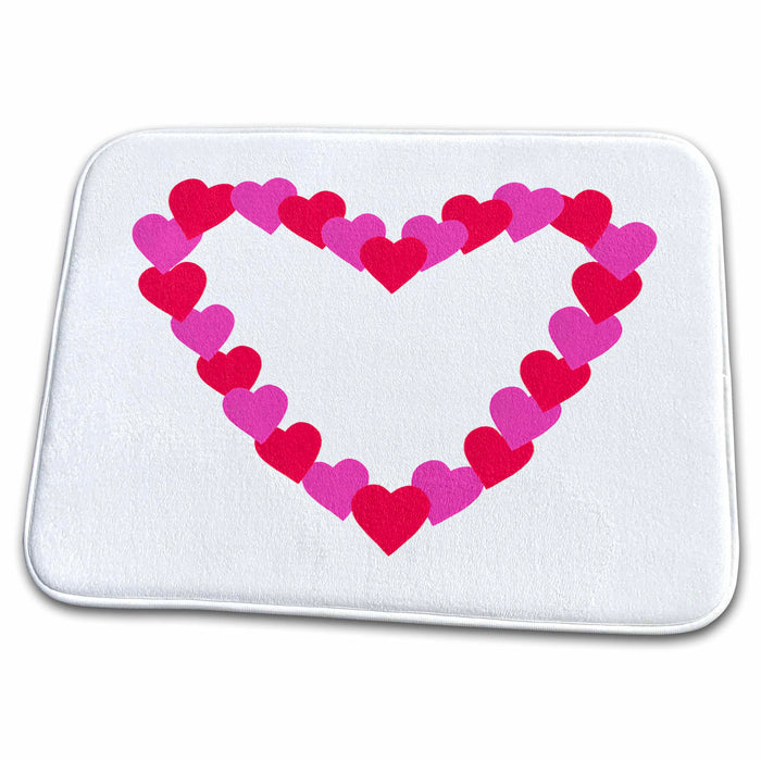 Dish Drying Mat - Painting of Heart of Hearts in Pink and Red sArt Hearts