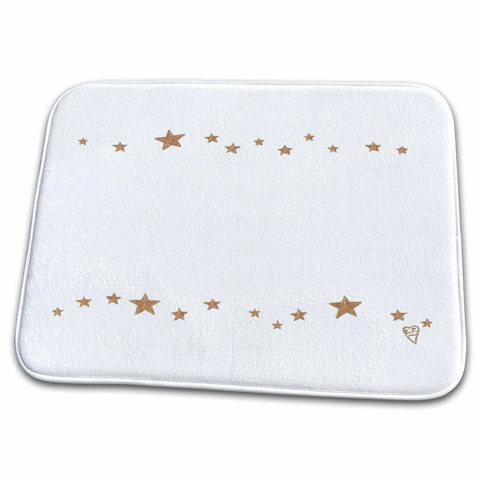 Dish Drying Mat - Painting of a Wavy Border of Gold Stars in a Lively Pattern sArt Stars