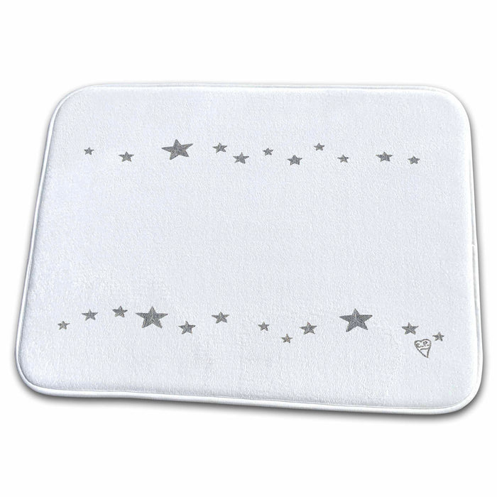 Dish Drying Mat - Painting of a Wavy Border of Silver Stars in a Lively Pattern sArt Stars