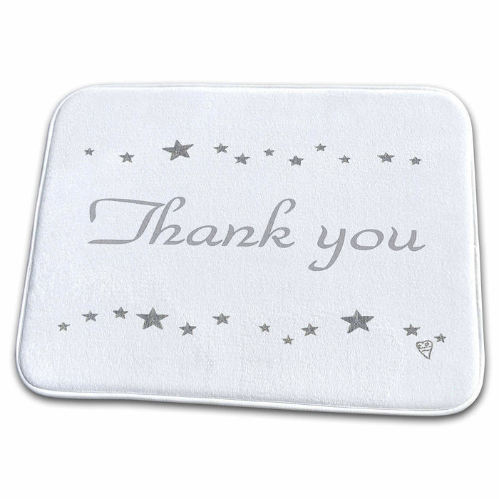 Dish Drying Mat - Painting of a Wavy Border of Silver Stars in a Lively Pattern with Thank you in the Center sArt Stars