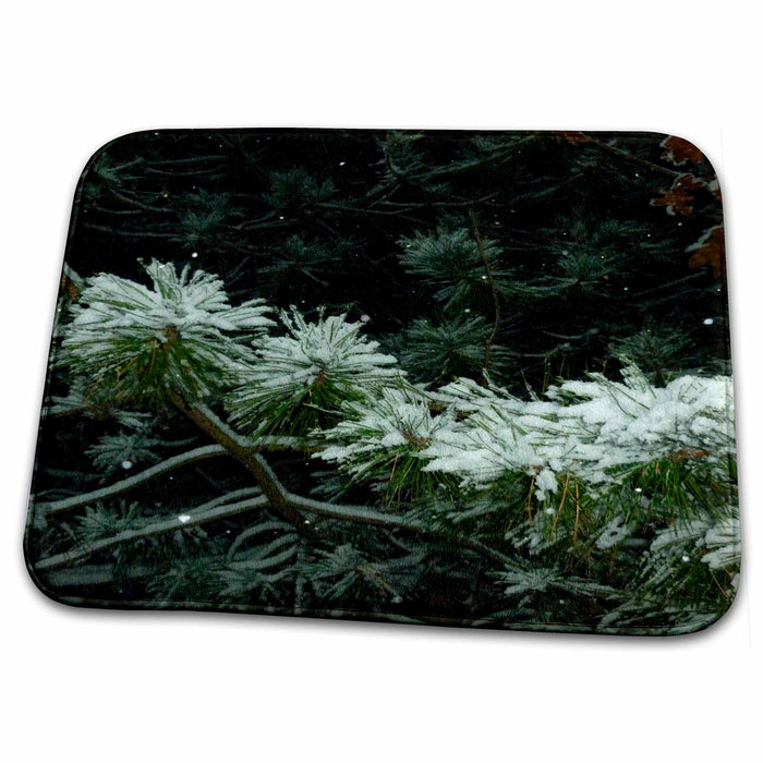 Dish Drying Mat - Snow Covering Pine Boughs Winter And Christmas