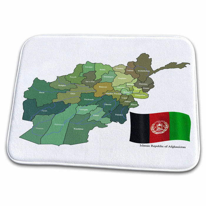 Dish Drying Mat - The map and flag of the Islamic Republic of Afghanistan with all the provinces marked Flags and Maps 2