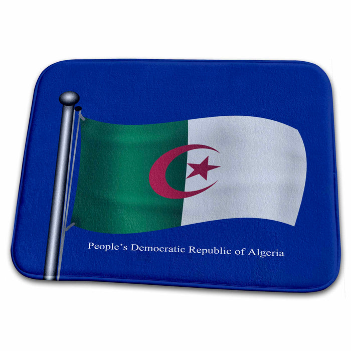 Dish Drying Mat - The waving flag of the Peoples Democratic Republic of Algeria Flags and Maps - Africa