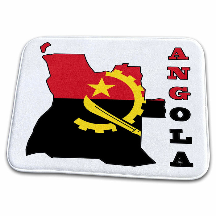 Dish Drying Mat - The flag of Angola in the outline map and name , Angola Flags and Maps - Africa