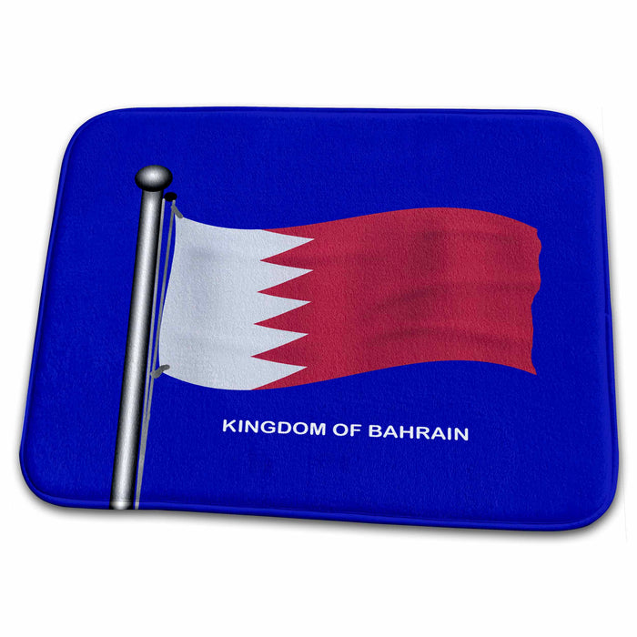 Dish Drying Mat - The waving flag of the Middle East country of the Kingdom of Bahrain Flags and Maps