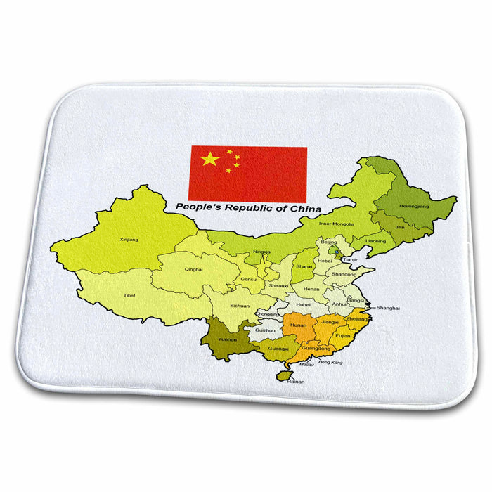 Dish Drying Mat - The map and flag of the Peoples Republic of China with all the provinces colored and labeled. Flags and Maps 2