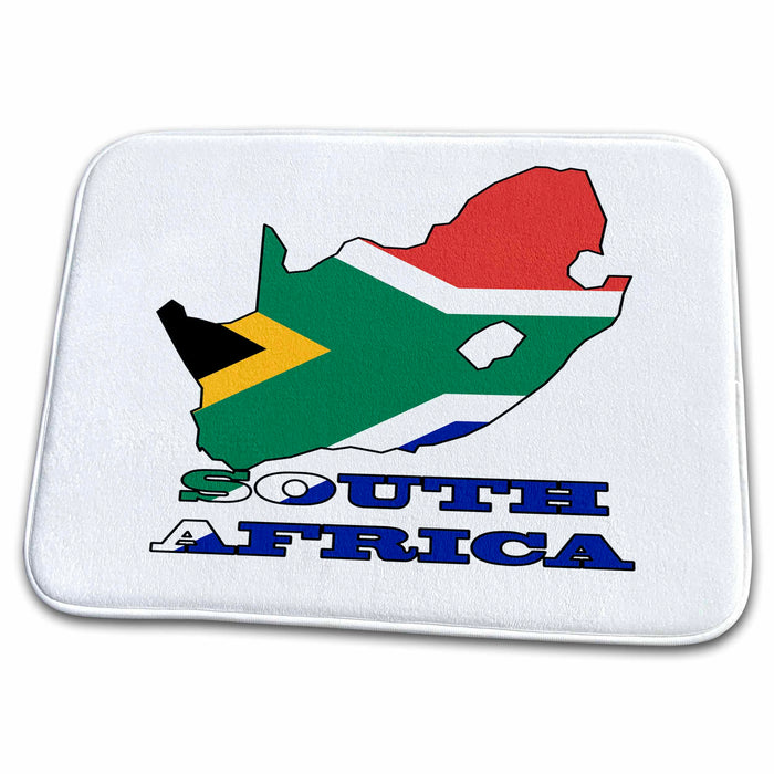 Dish Drying Mat - Flag of South Africa in the outline map and name South Africa. Flags and Maps - Africa