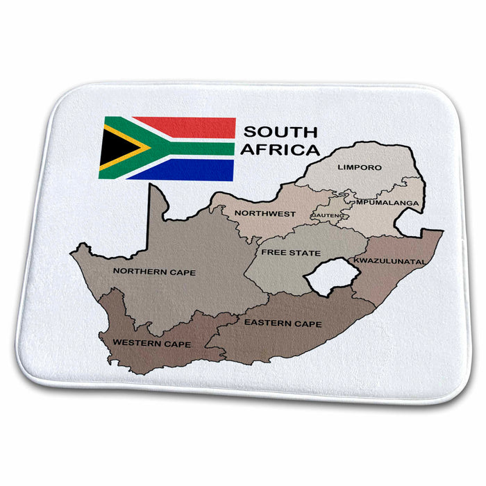 Dish Drying Mat - Political map and flag of South Africa with all the provinces identified by name. Flags and Maps - Africa