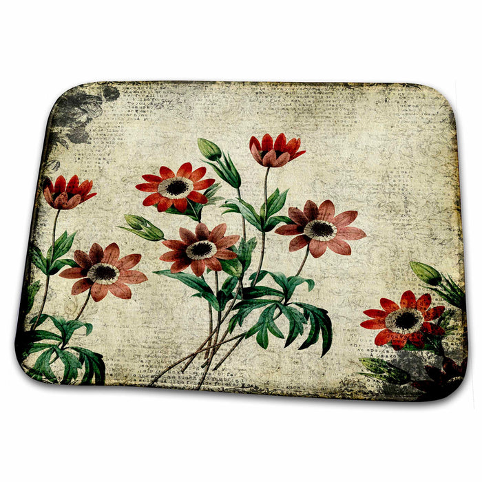 Dish Drying Mat - Vintage Anemones Botanical Art PS Vintage