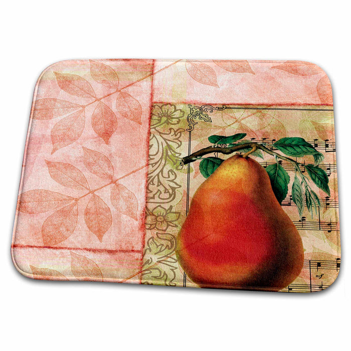 Dish Drying Mat - Vintage Pear and Peach Leaves- Fruits PS Vintage