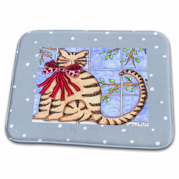 Dish Drying Mat - Cute Cat in a Window- Pets- Animals PS Animals