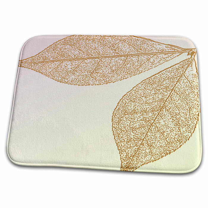 Dish Drying Mat - Two Golden Leaves- Nature Art- Autumn PS Creations