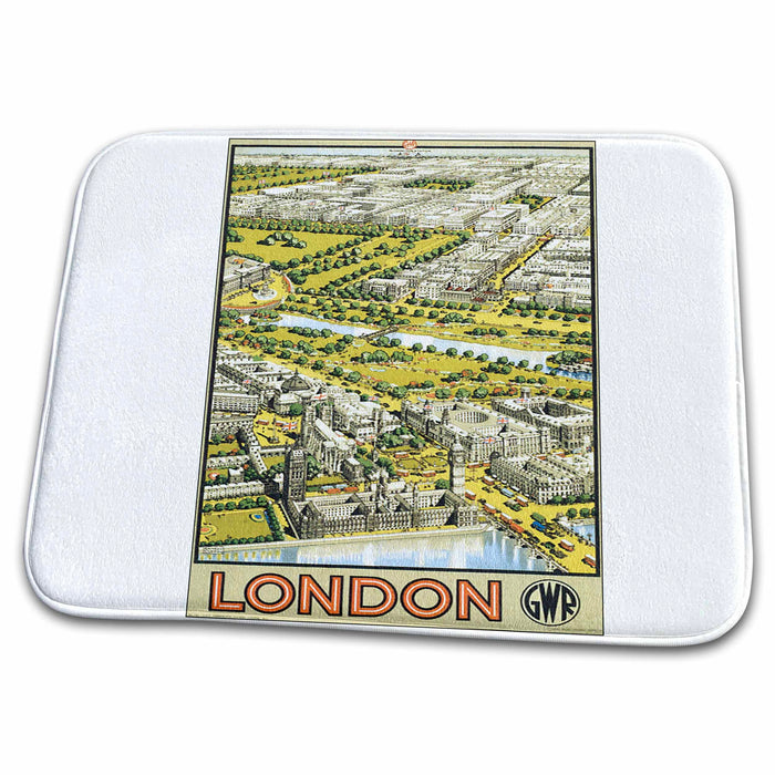 Dish Drying Mat - Vintage London City View- Travel- Places PS Vintage