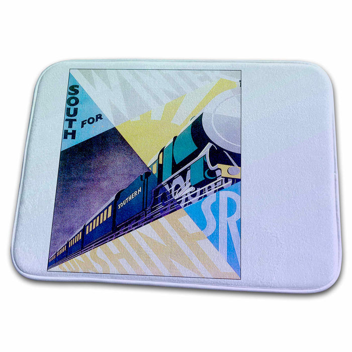 Dish Drying Mat - Vintage Travel Train Heading South PS Vintage