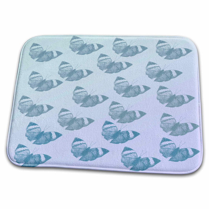 Dish Drying Mat - Pretty Blue Butterflies- Nature Art PS Creations