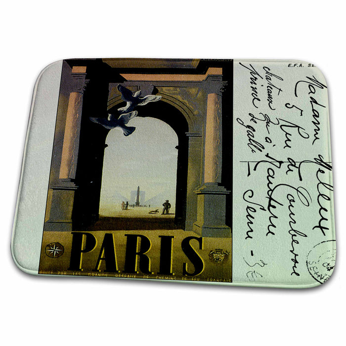 Dish Drying Mat - Vintage Travel Postcard Paris PS Vintage