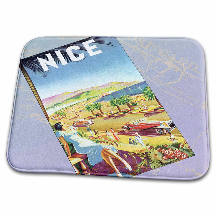 Dish Drying Mat - Vintage Nice Travel Postcard PS Vintage